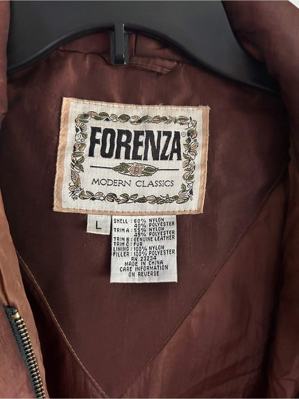 Vintage Forenza Puffer Lightweight Paisley Hooded Parka Leather Accents to Sz L - Picture 8 of 9